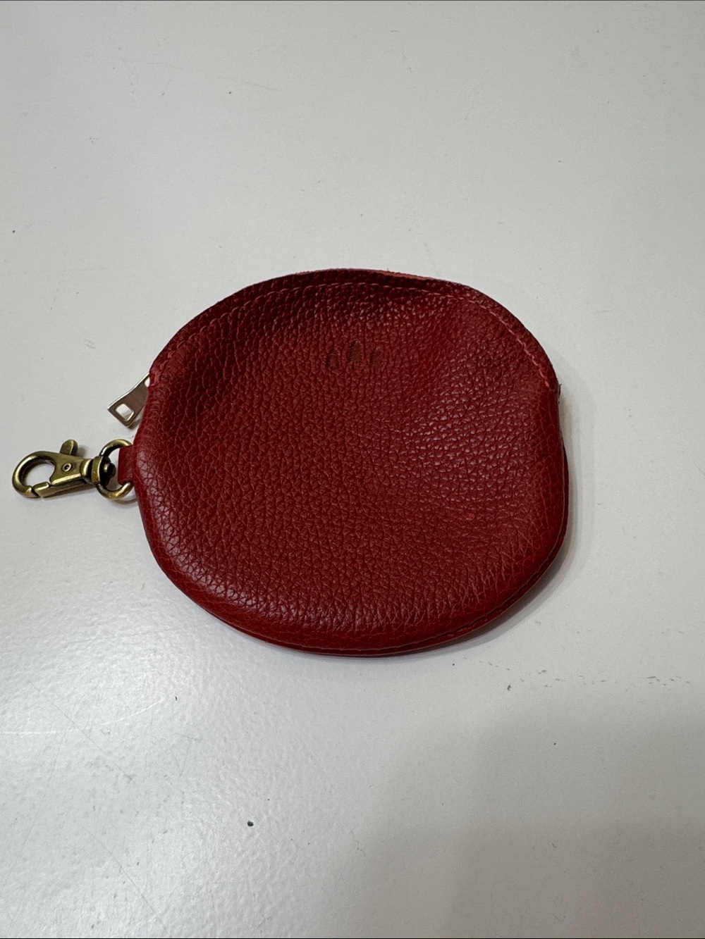 Portland Leather Round Red Coin Pouch with Clip
